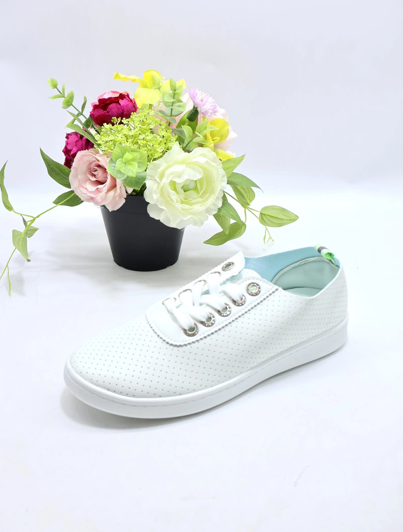 Tenisówki damskie 8956-7 WHITE/GREEN 36-41