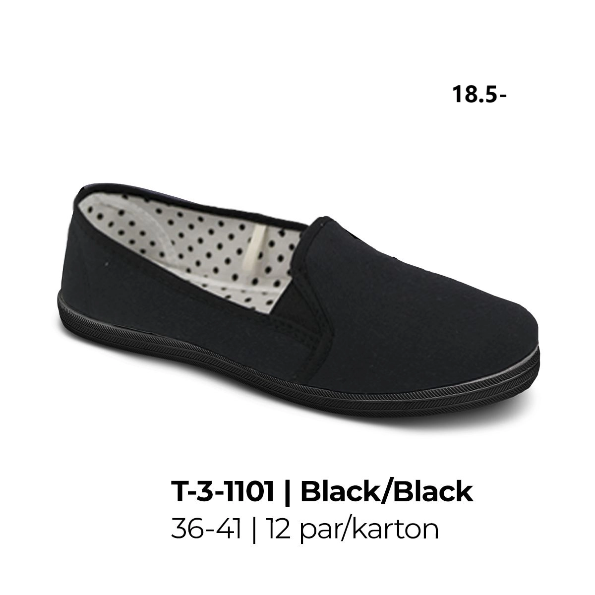 Tenisówki damskie T-3-1101 BLACK/BLACK 36-41
