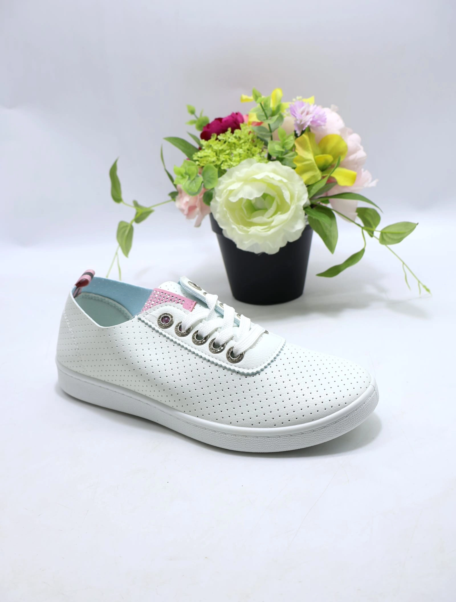 Tenisówki damskie 8956-5 WHITE/PINK 36-41