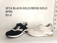 Tenisówki damskie SKORA NATURALNA XF24 BLACK/GOLD/BEIGE