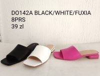 Klapki  damskie DO142A BLACK/WHITE/FUXIA/